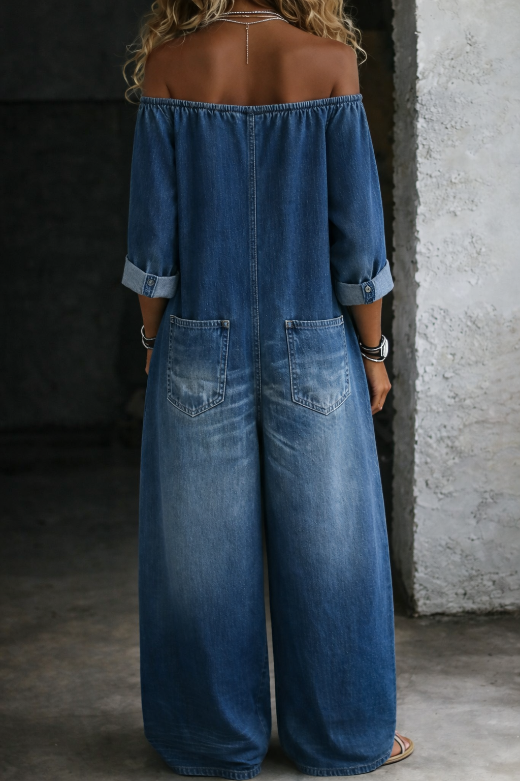 Elena™ | Tuta denim spalle scoperte