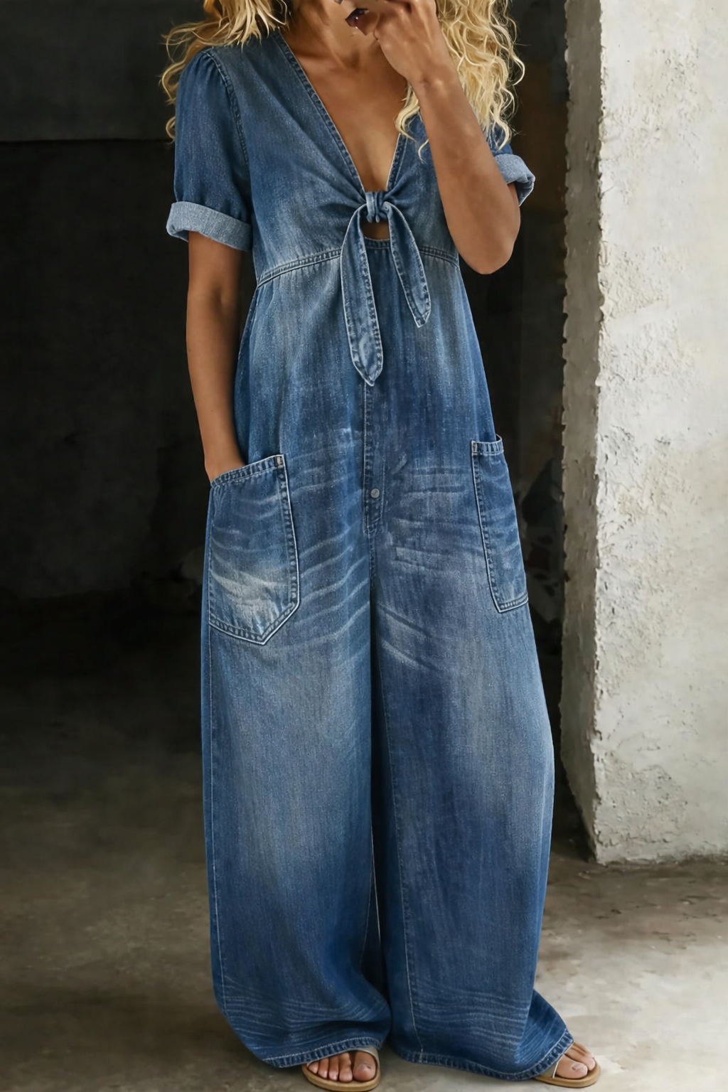 Maya™ | Tuta denim scollatura a V