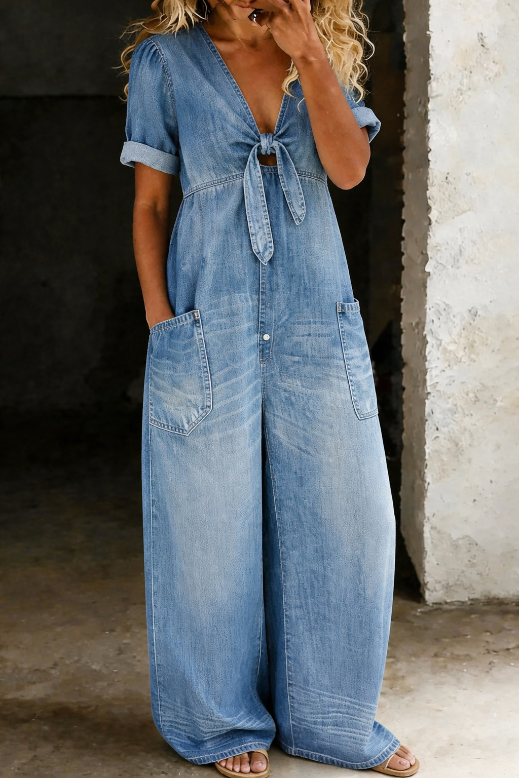 Maya™ | Tuta denim scollatura a V
