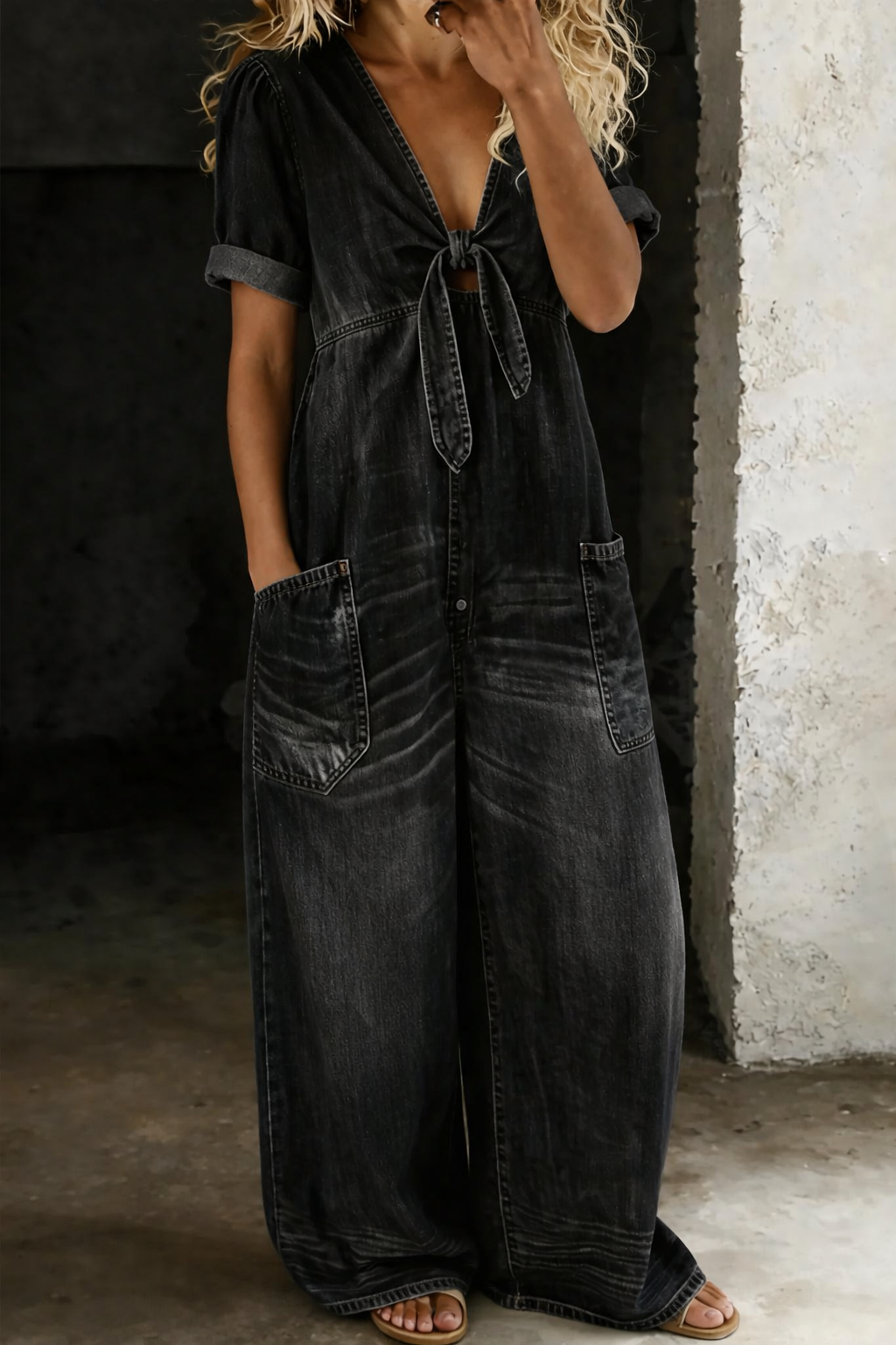 Maya™ | Tuta denim scollatura a V