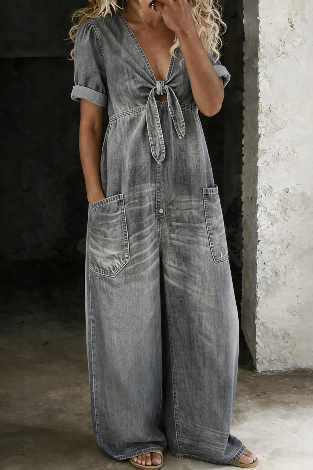 Maya™ | Tuta denim scollatura a V