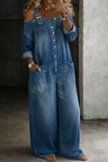 Stephanie™ | Tuta jeans con spalle scoperte