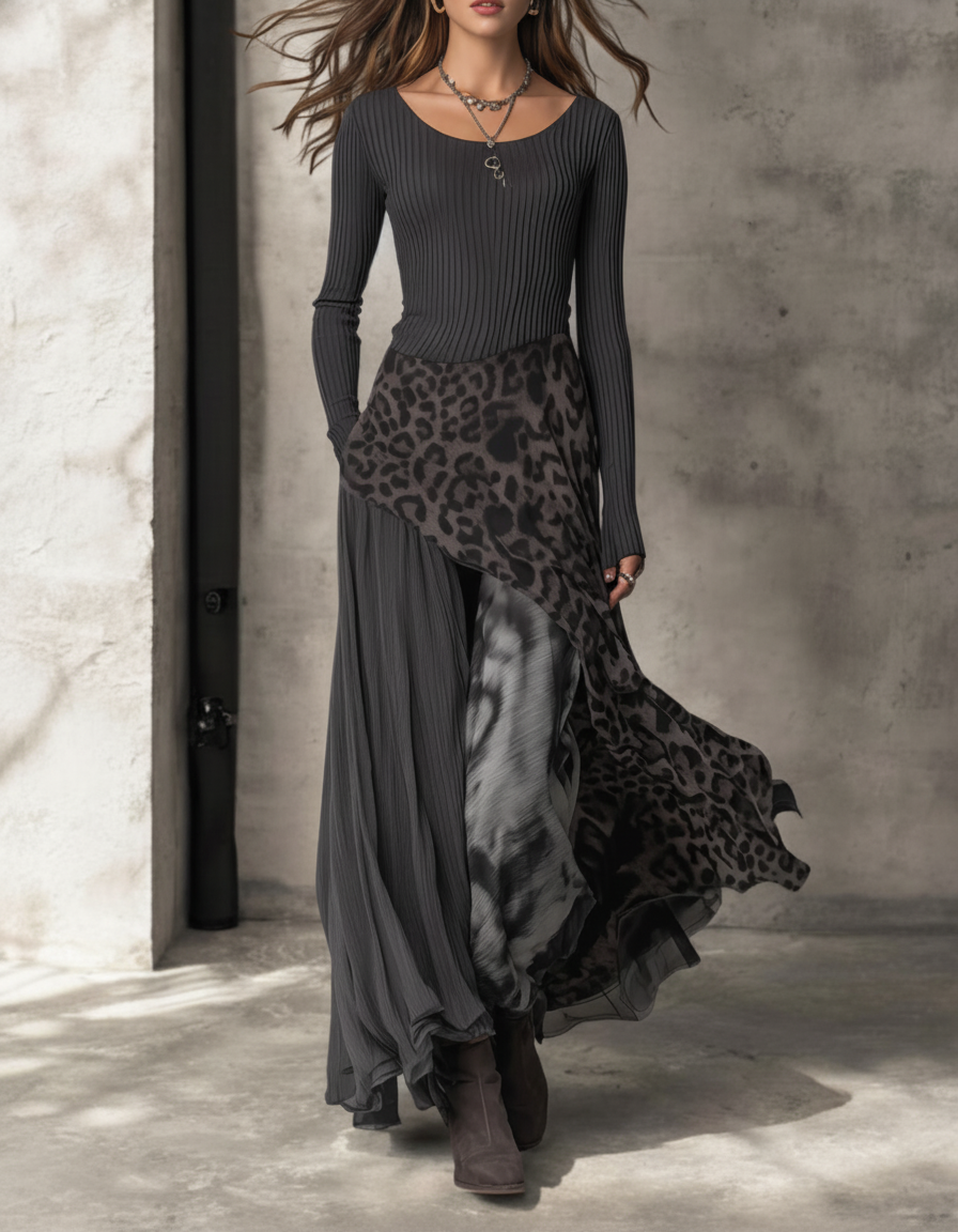 Clara - Vestito Lungo Leopardato