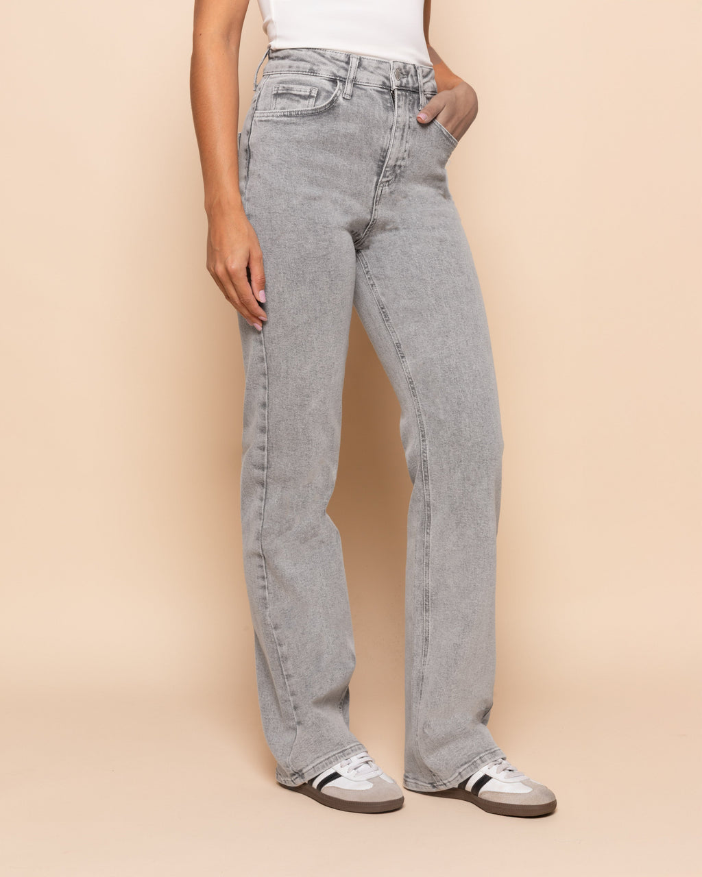 Aitana - Jeans a Taglio Bootcut Grigio