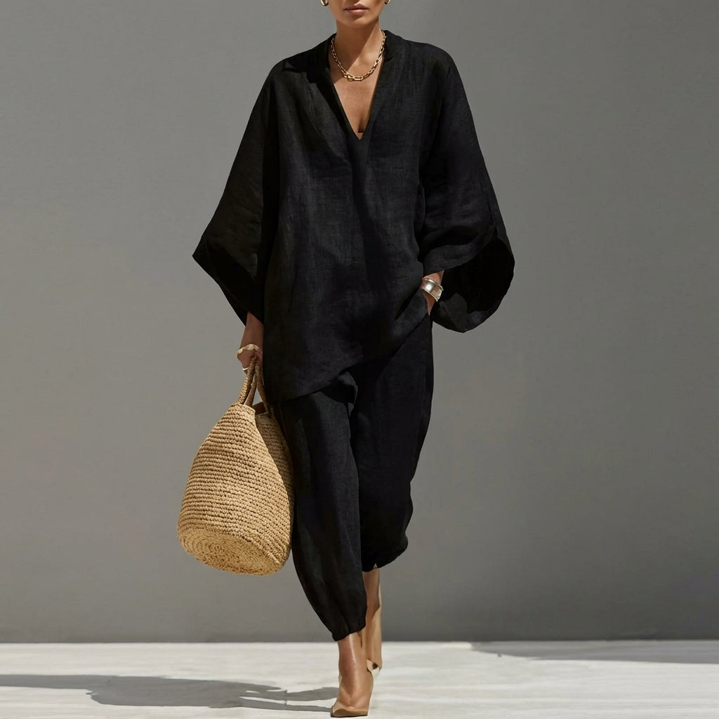 Marina | Coordinato Casual di Dos Piezas con Cuillo en V Donna
