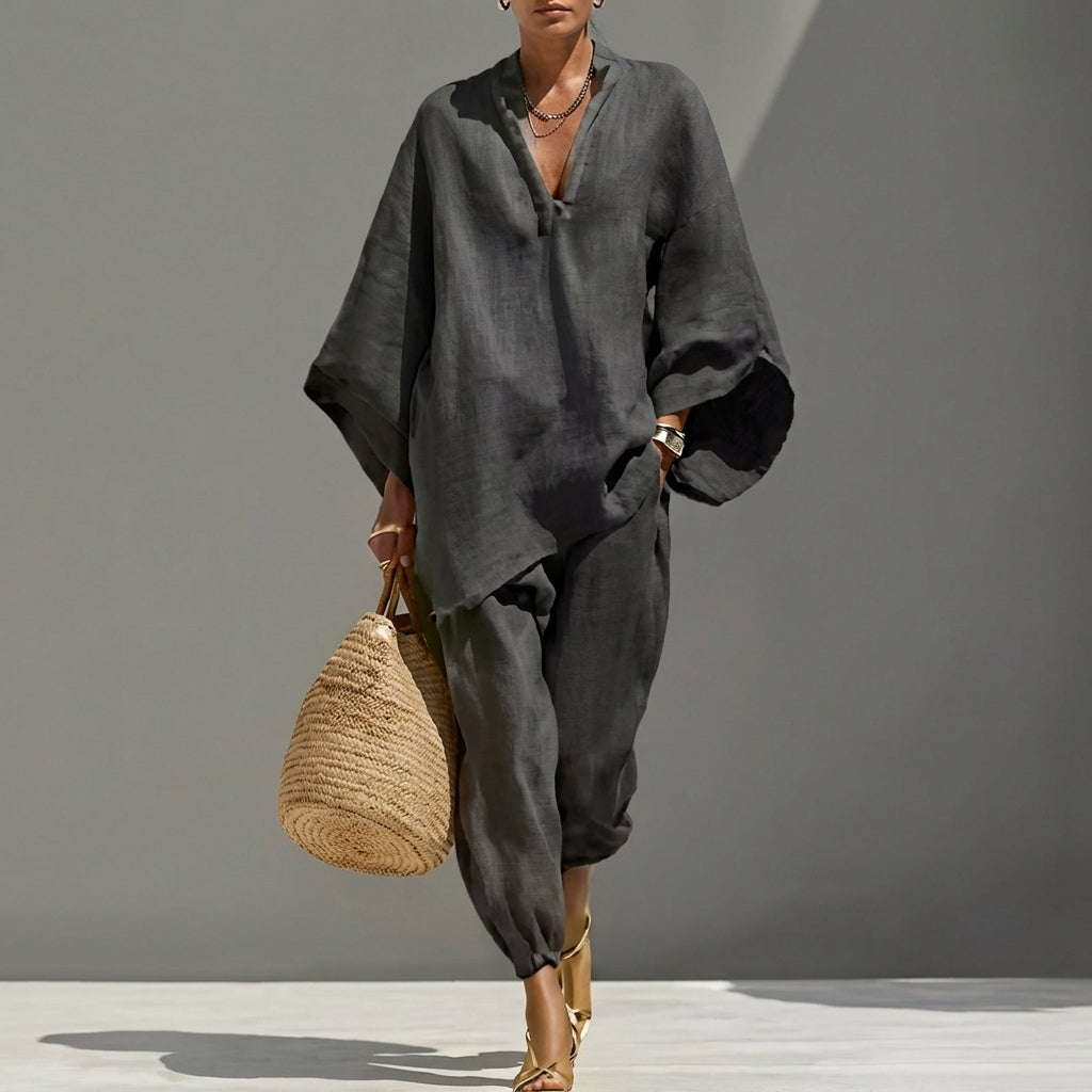 Marina | Coordinato Casual di Dos Piezas con Cuillo en V Donna