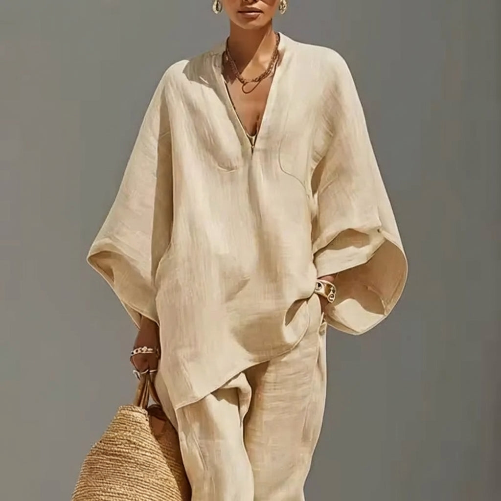 Marina | Coordinato Casual di Dos Piezas con Cuillo en V Donna