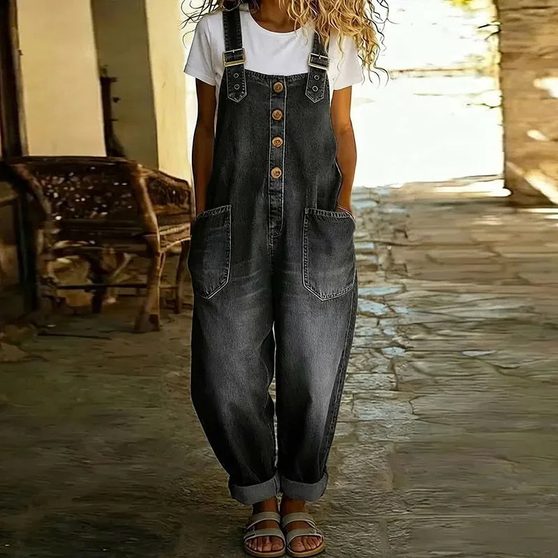 Mae™ | Salopette vintage in cotone dox effeto denim