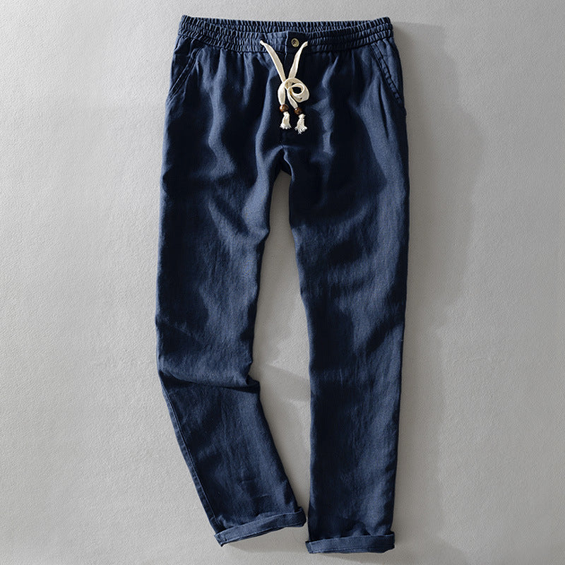 Harrington 100% Lino Pantaloni with Easy Waist Comfort