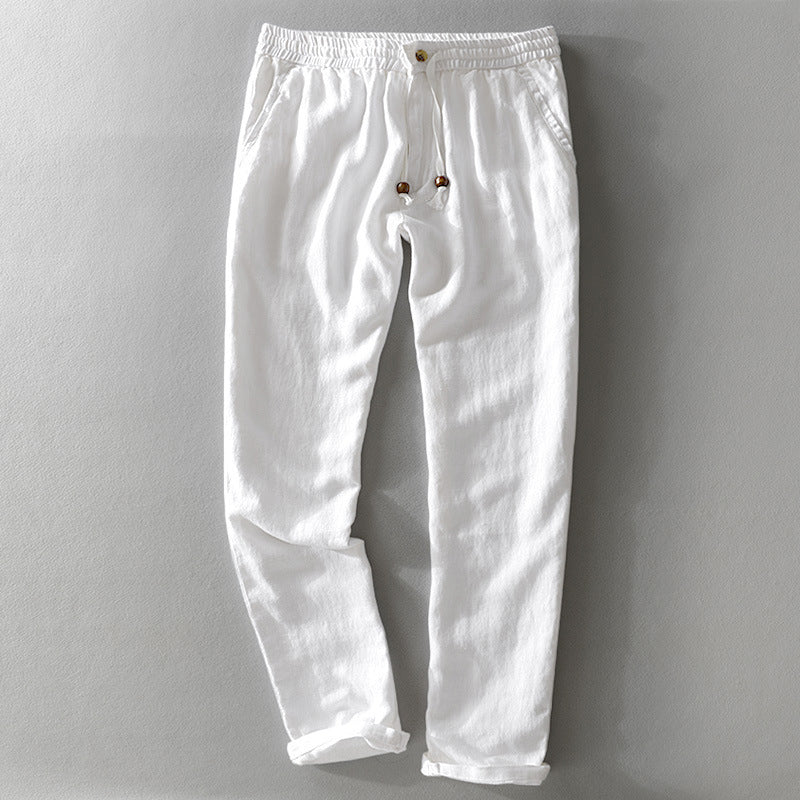 Harrington 100% Lino Pantaloni with Easy Waist Comfort