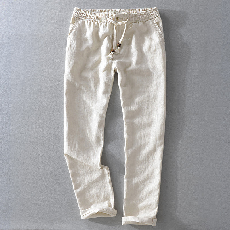 Harrington 100% Lino Pantaloni with Easy Waist Comfort