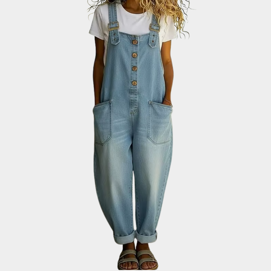 Mae™ | Salopette vintage in cotone dox effeto denim
