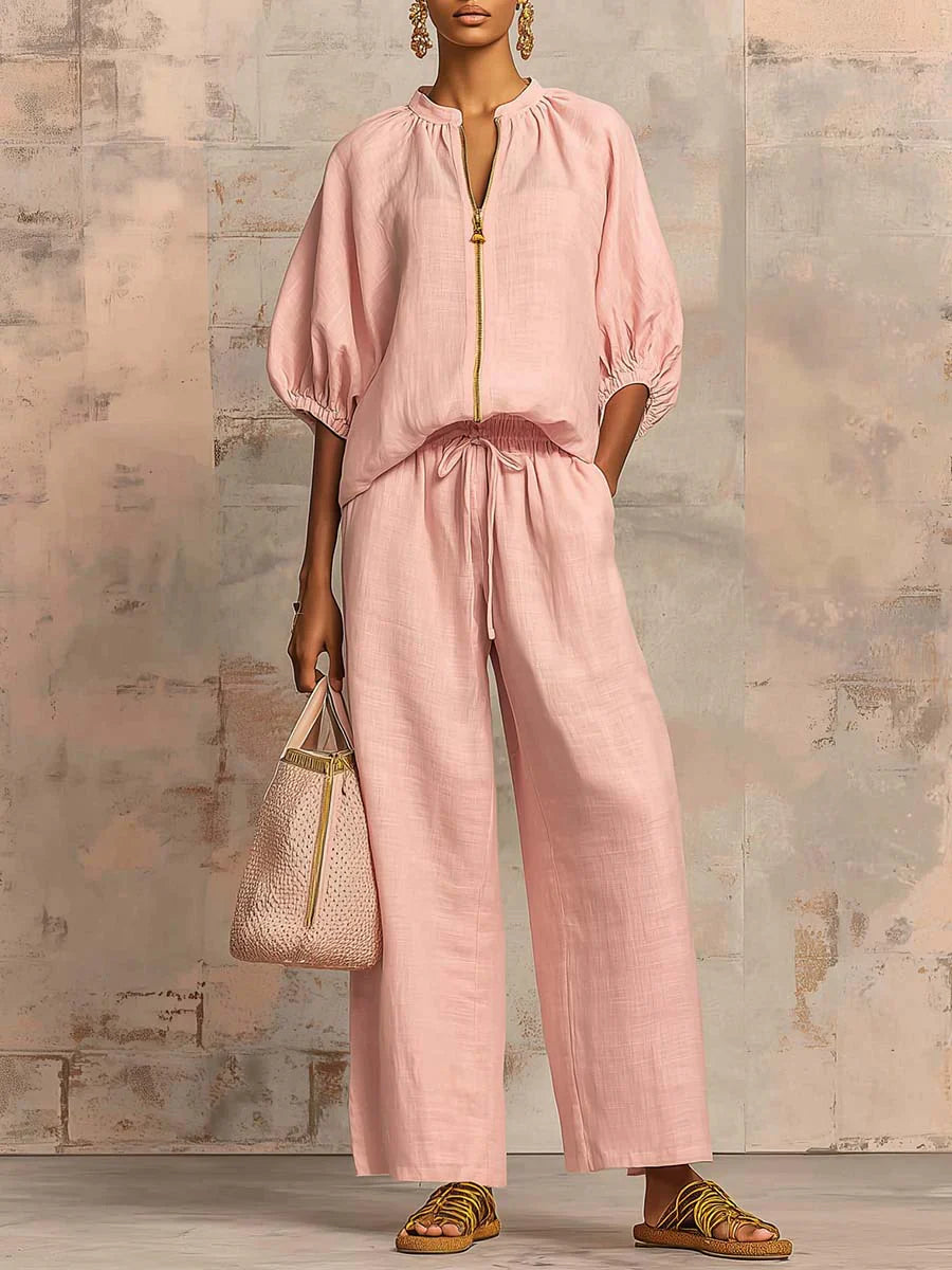 Alba | Coordinato Due Pezzi: Camicia stile rilassato e pantaloni gamba larga