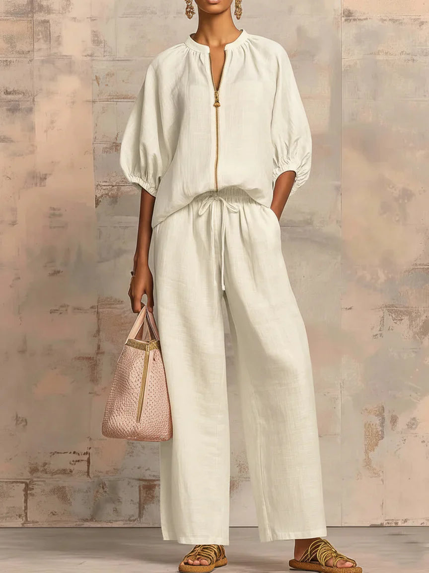Alba | Coordinato Due Pezzi: Camicia stile rilassato e pantaloni gamba larga