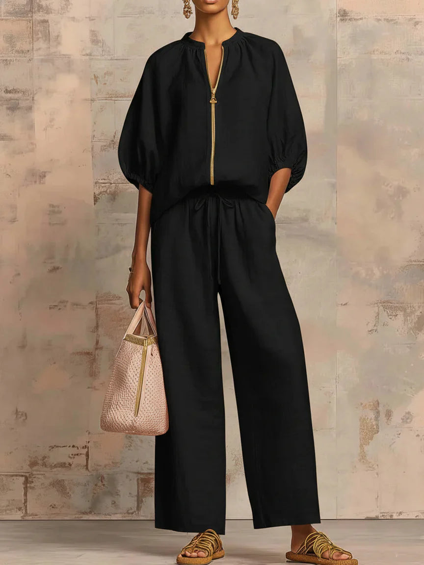 Alba | Coordinato Due Pezzi: Camicia stile rilassato e pantaloni gamba larga