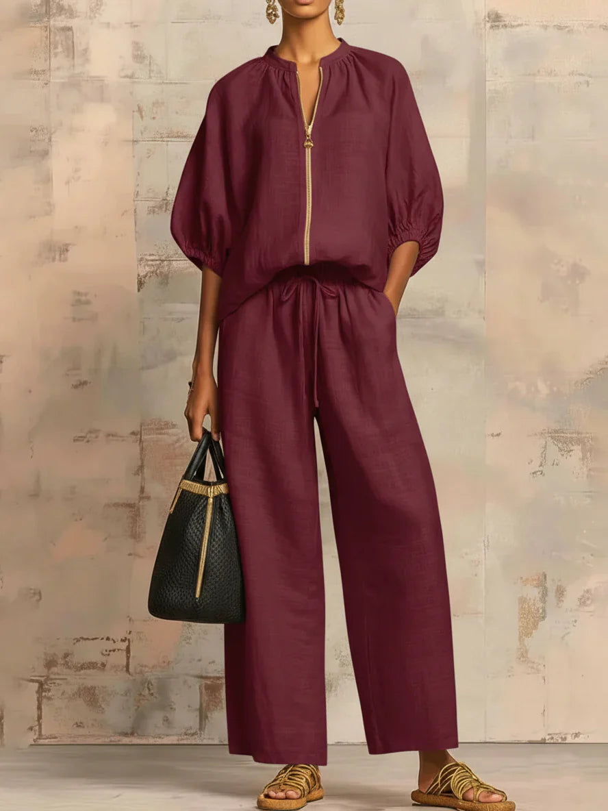 Alba | Coordinato Due Pezzi: Camicia stile rilassato e pantaloni gamba larga