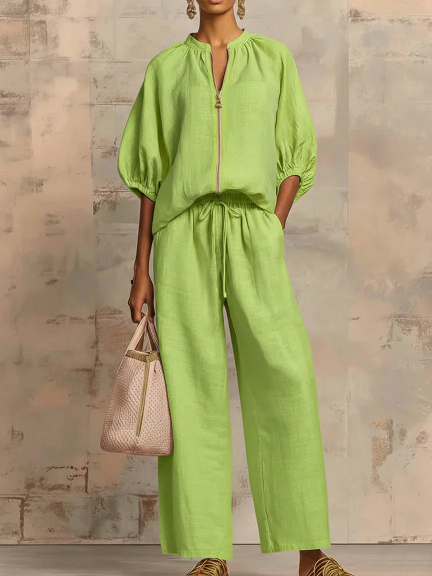Alba | Coordinato Due Pezzi: Camicia stile rilassato e pantaloni gamba larga