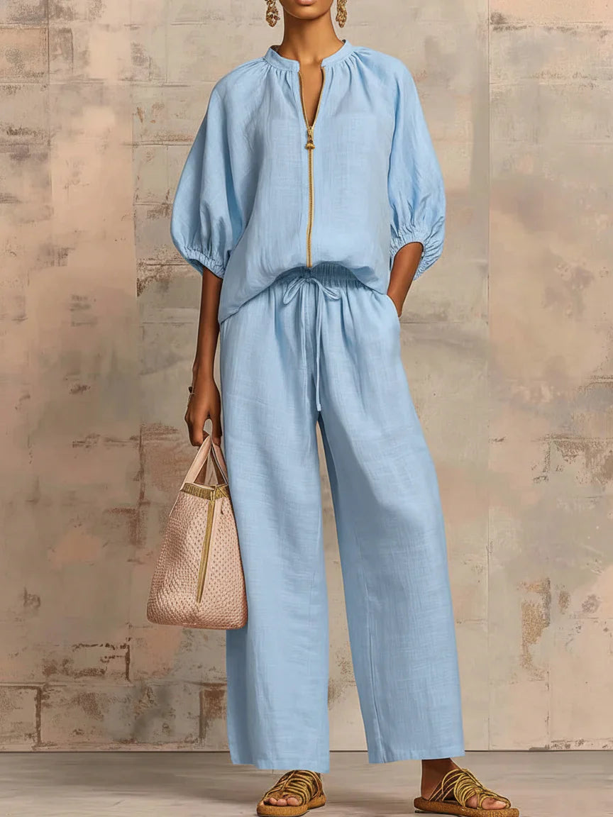 Alba | Coordinato Due Pezzi: Camicia stile rilassato e pantaloni gamba larga