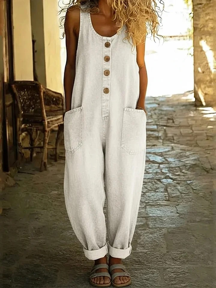 Ruth™ | Salopette in denim coton lavé vintage