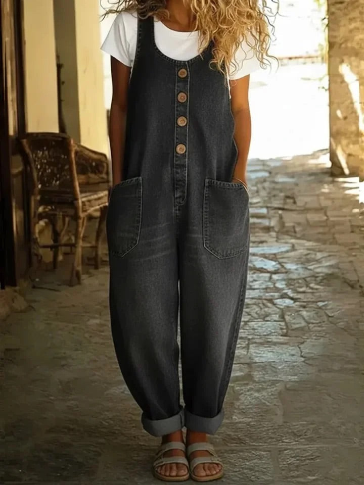 Ruth™ | Salopette in denim coton lavé vintage