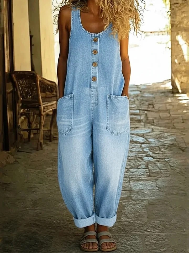 Ruth™ | Salopette in denim coton lavé vintage